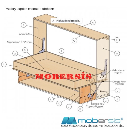 Tek kişilik Yatay Açılır Masalı sistem